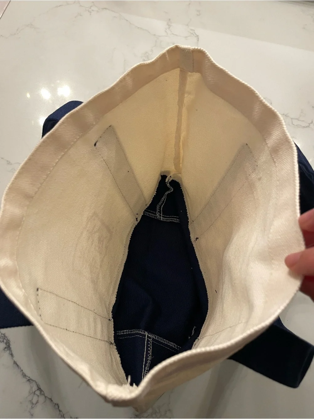 Canvas Tote Bag in Cream and Light Teal